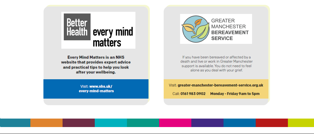 contact details for every mind matters and greater manchester bereavement service