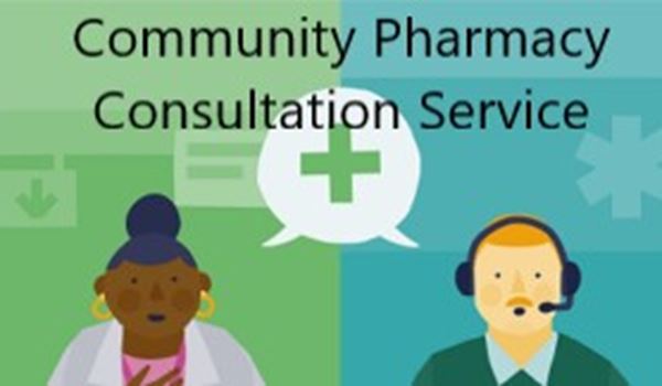 community pharmacy consultation service and a female and male picture